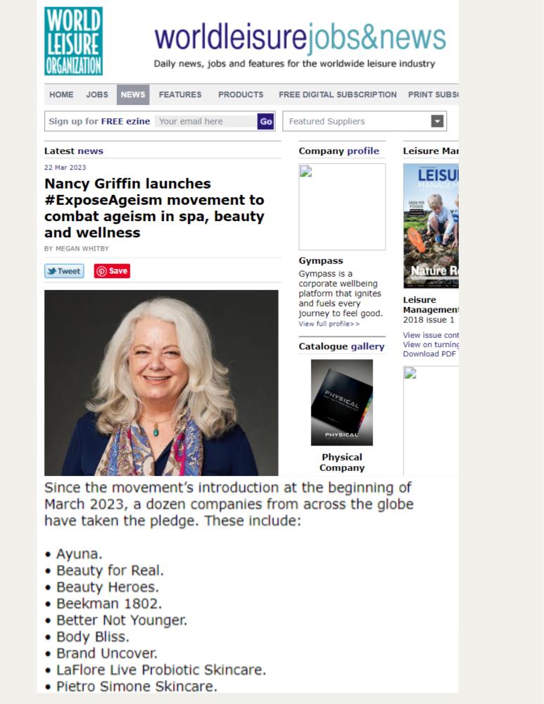 Nancy Griffin launches #ExposeAgeism movement to combat ageism in spa, beauty and wellness