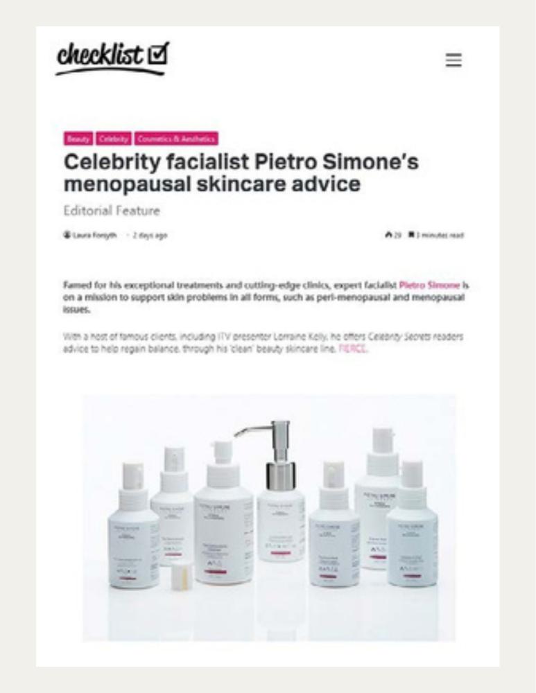 Celebrity facialist Pietro Simone’s menopausal skincare advice