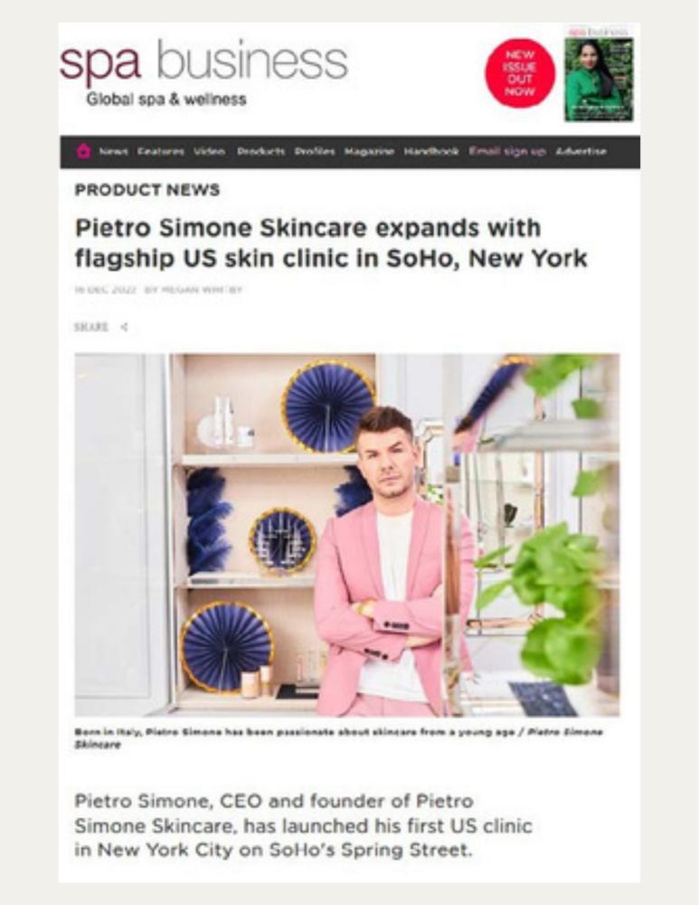Pietro Simone Skincare expands with flagship US skin clinic in SoHo, New York