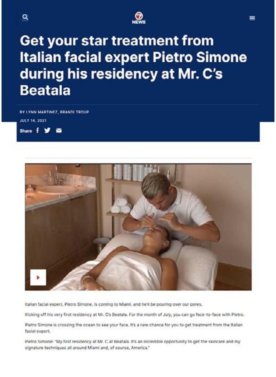 Get your star treatment from Italian facial expert Pietro Simone during his residency at Mr. C’s Beatala